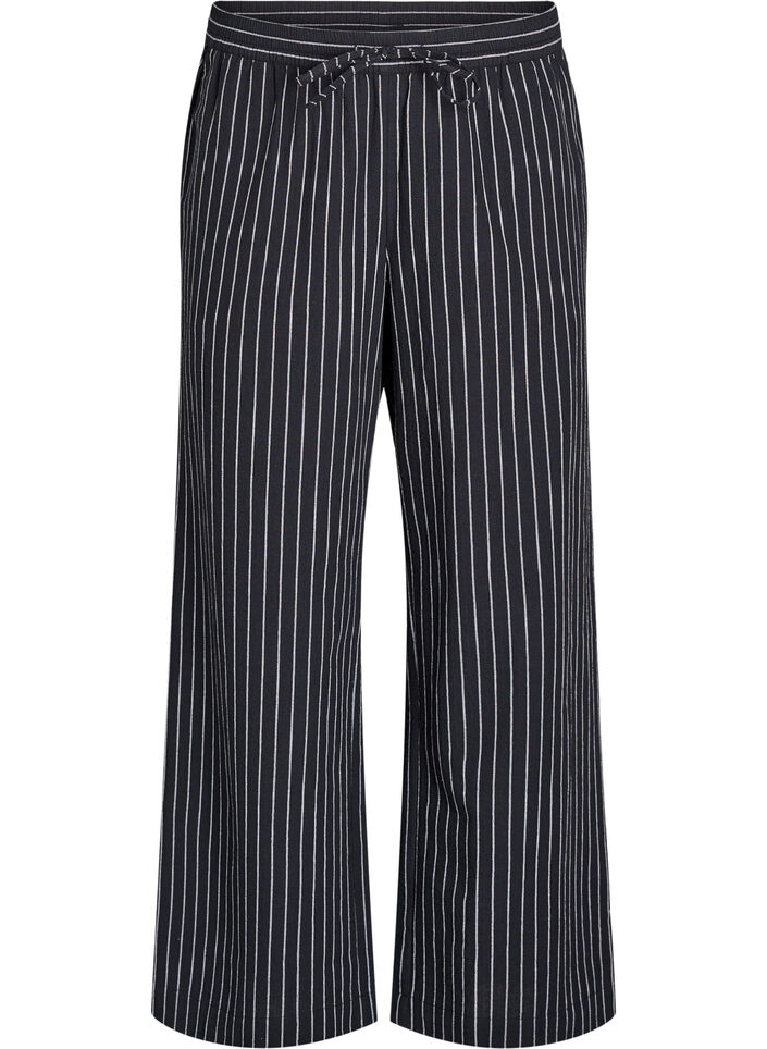 Loose trousers with high waist and pockets, Black, Packshot image number 0