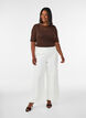 Mesh top with short sleeves and round neck, Brown, Model image number 1