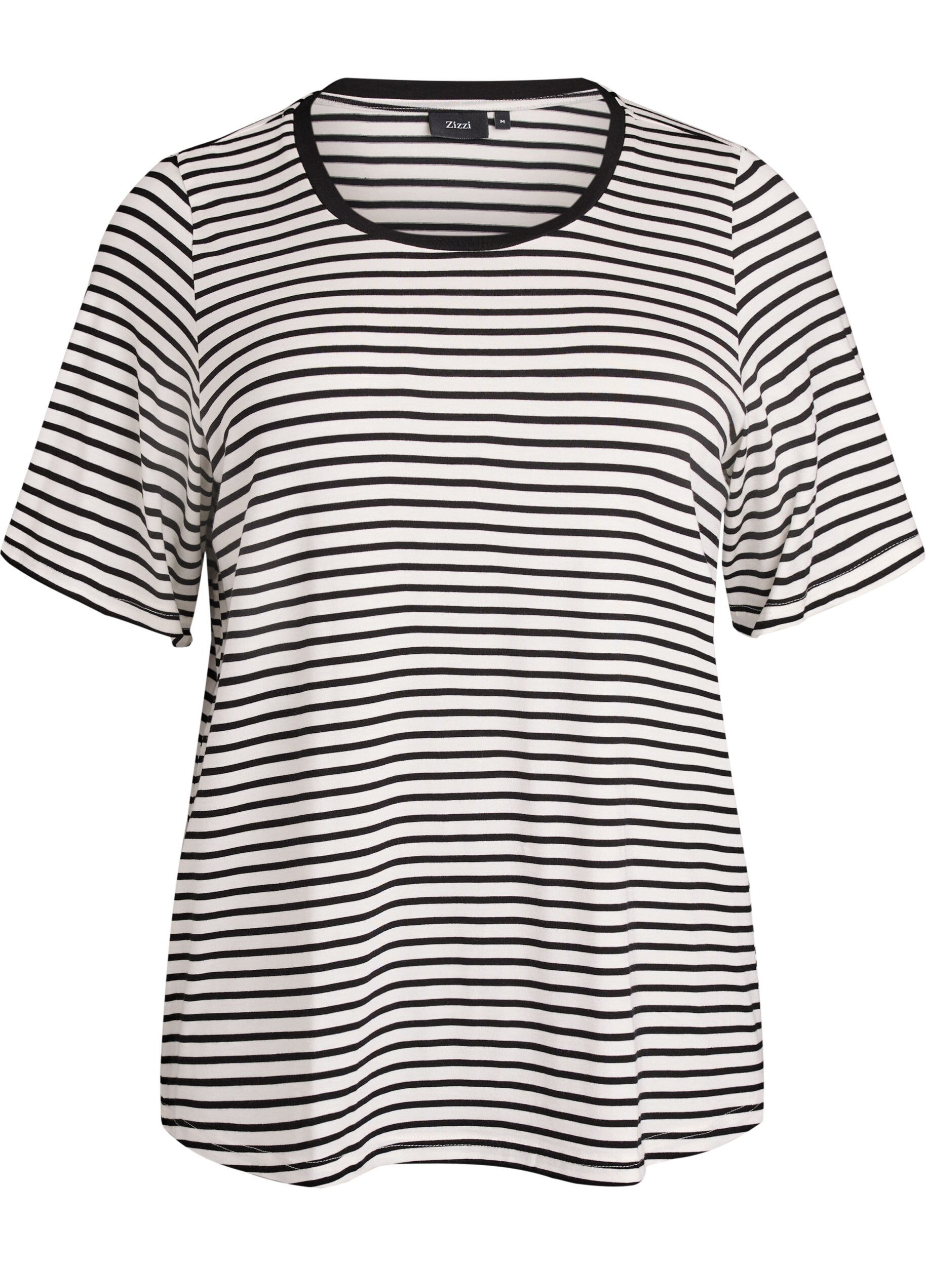 Zizzifashion T-shirt with TENCEL&trade; Lyocell and stripes, White, Packshot image number 0
