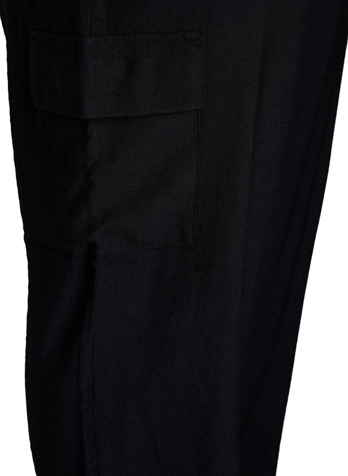 High-waisted cargo trousers, Black, Packshot image number 3