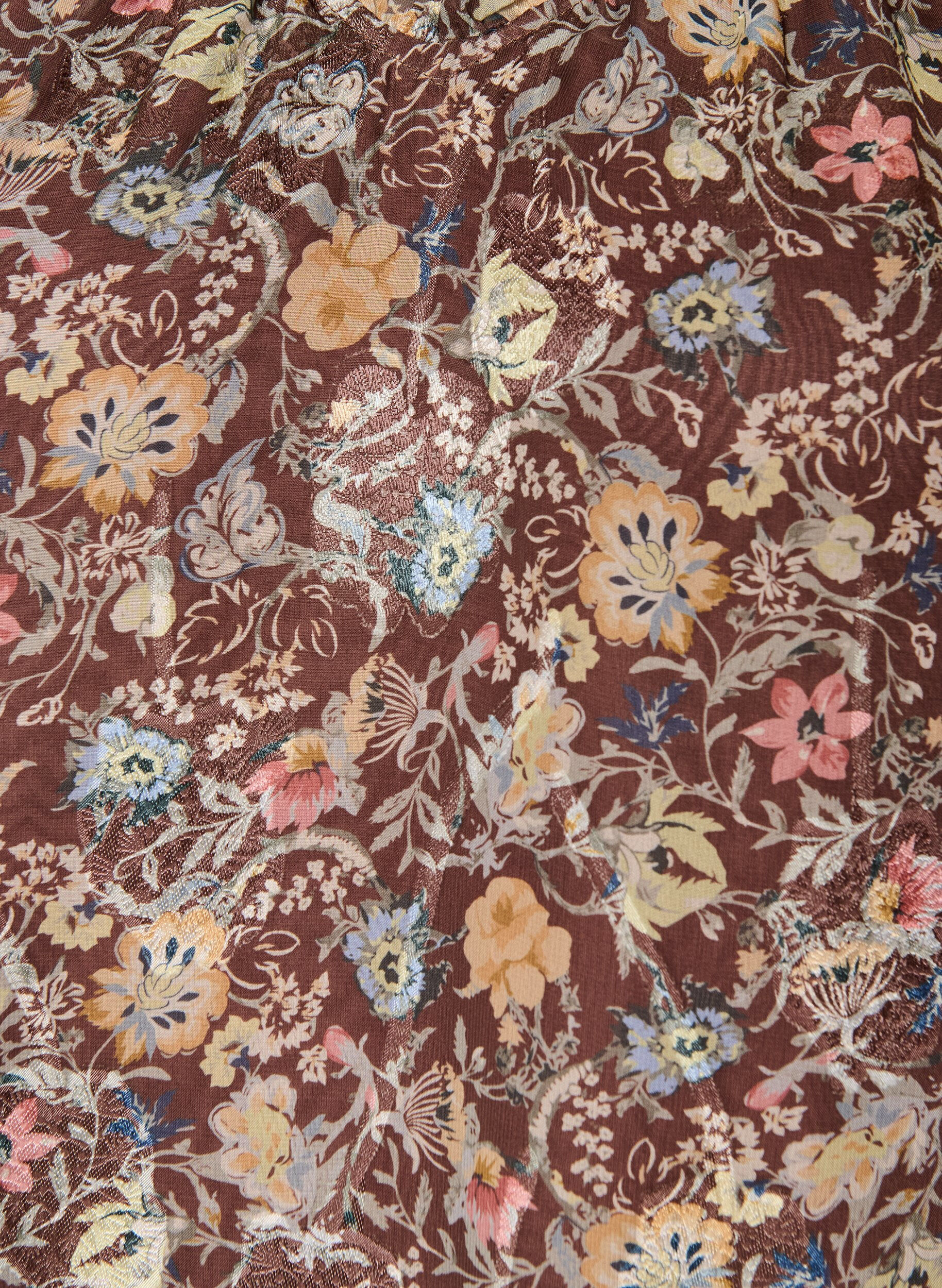 ZizzifashionChiffon dress with floral print and ruffle layers, Brown, Packshot image number 2