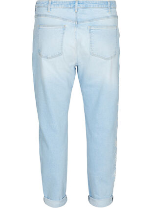 Cropped mom fit Mille jeans with embroidery, Light blue denim, Packshot image number 1