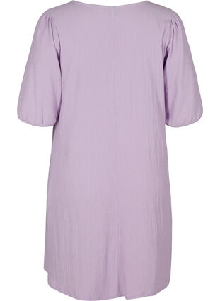 Dress with puff sleeves and V-neck, Purple Rose, Packshot image number 1