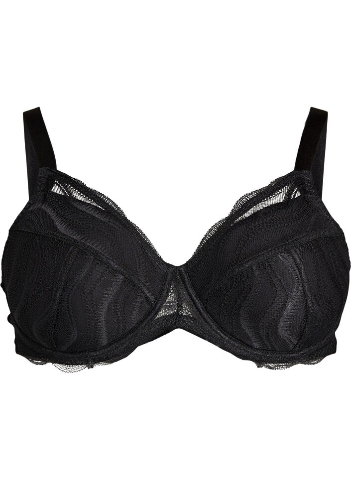 Padded bra with lace, Black, Packshot image number 0