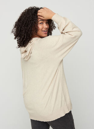 Melange knit hoodie with pocket, Pumice Stone Mel., Model image number 1