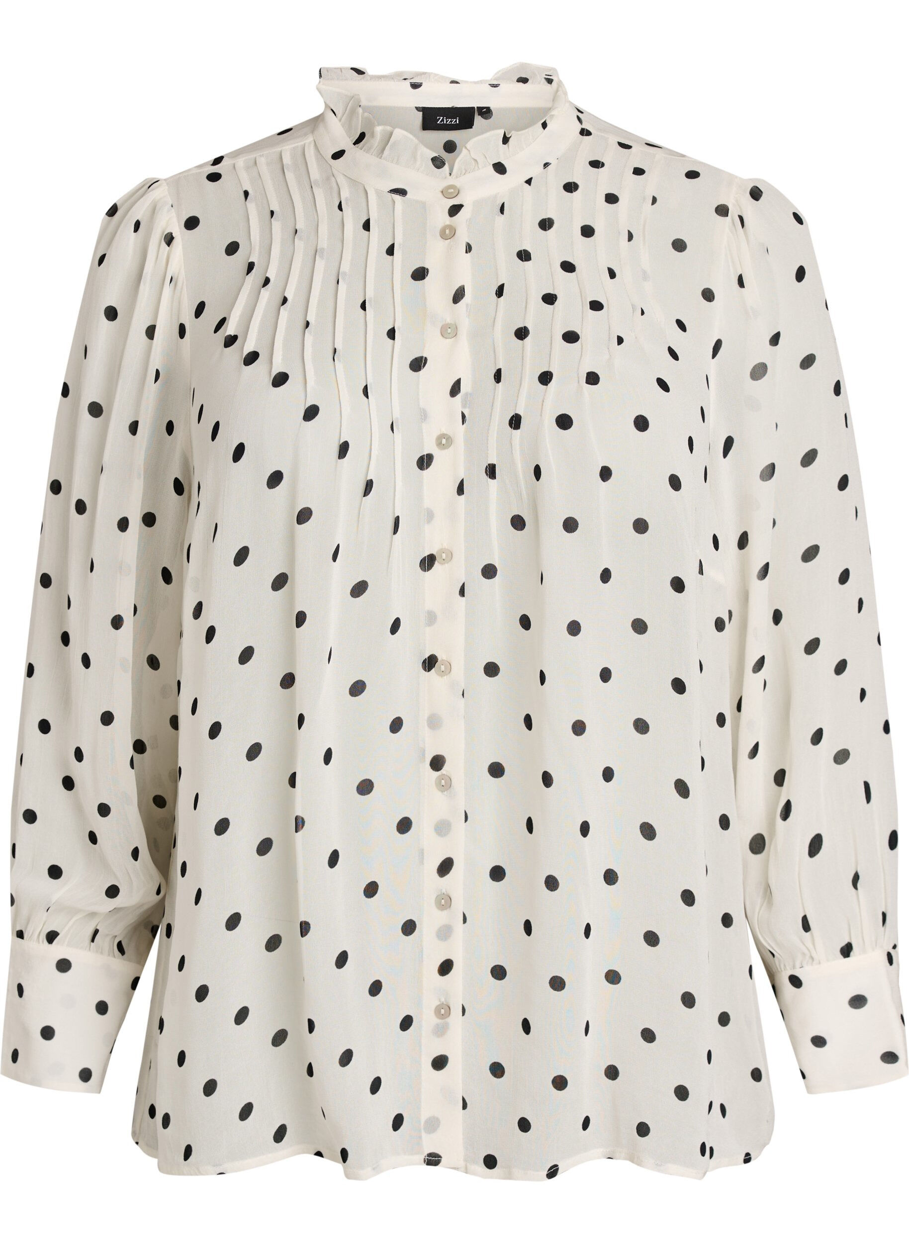 Viscose blouse with a ruffle collar