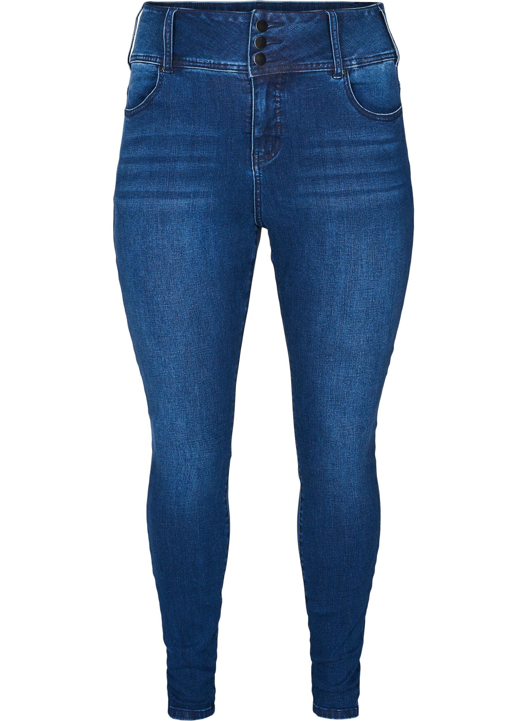 Zizzifashion Super slim Bea jeans with extra high waist, Blue, Packshot image number 0