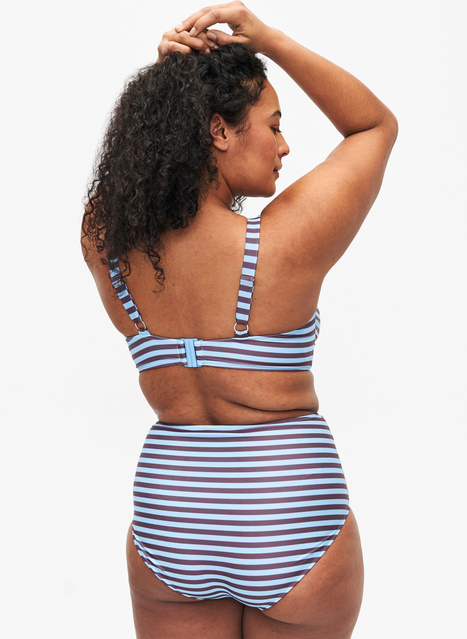 Zizzifashion High-waisted bikini bottom with stripes, Light Blue, Model image number 1