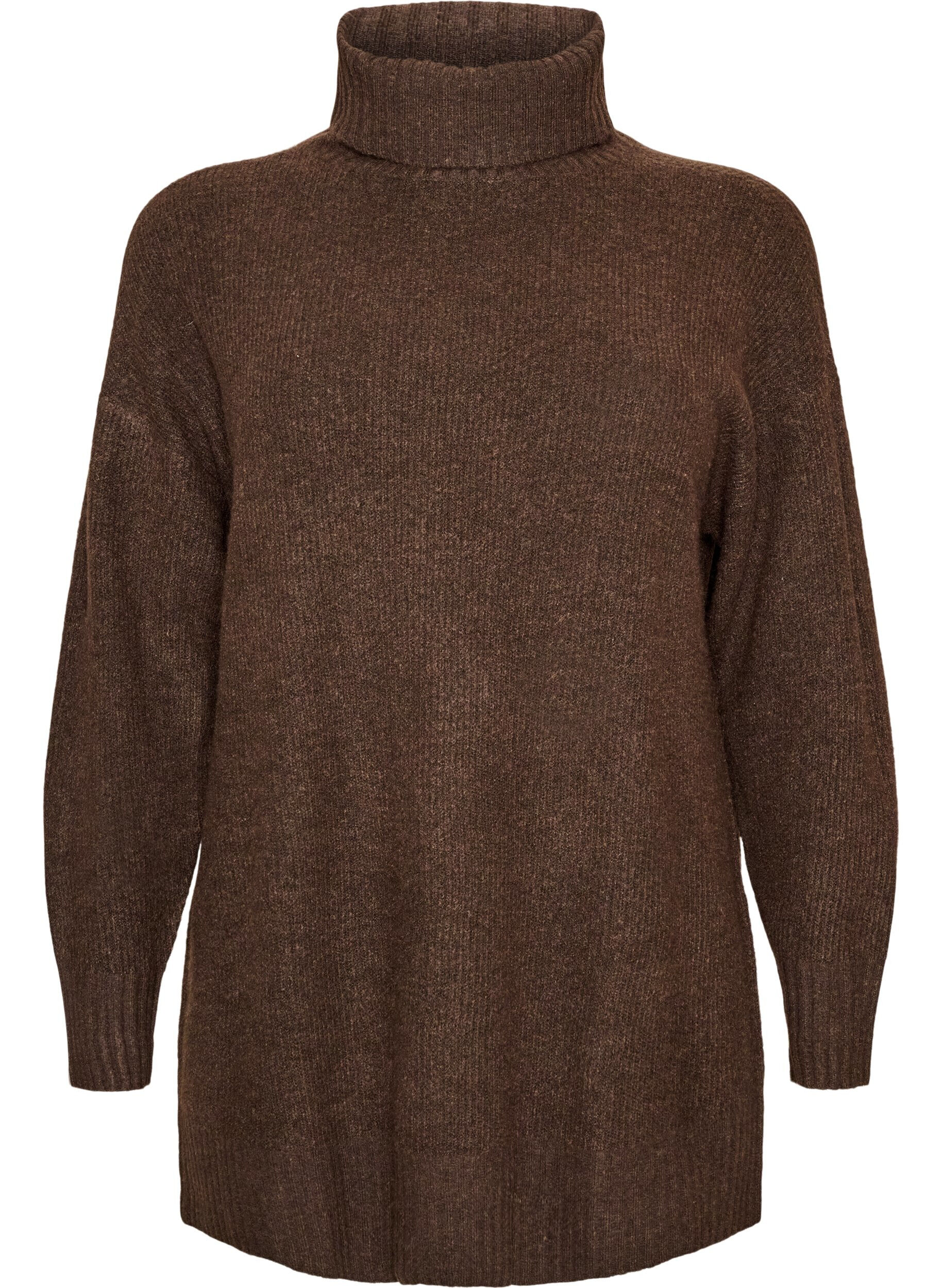 ZizzifashionLoose knit jumper with a turtleneck, Brown, Packshot image number 0