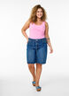 Solid color basic top in cotton, Pink, Model image number 1