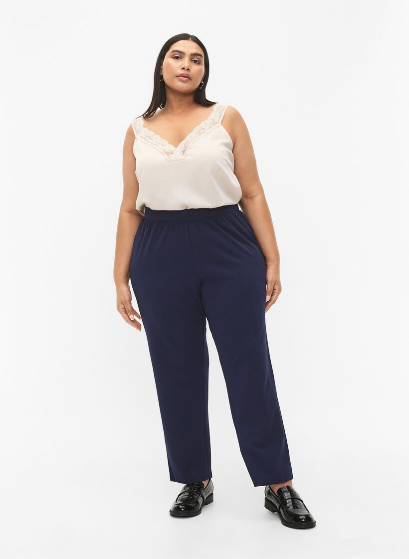 Trousers with straight fit, Blue, Model image number 0