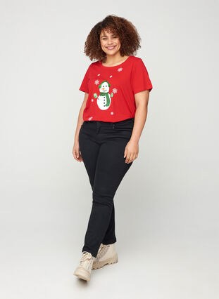 Christmas t-shirt with sequins, Red, Model image number 2