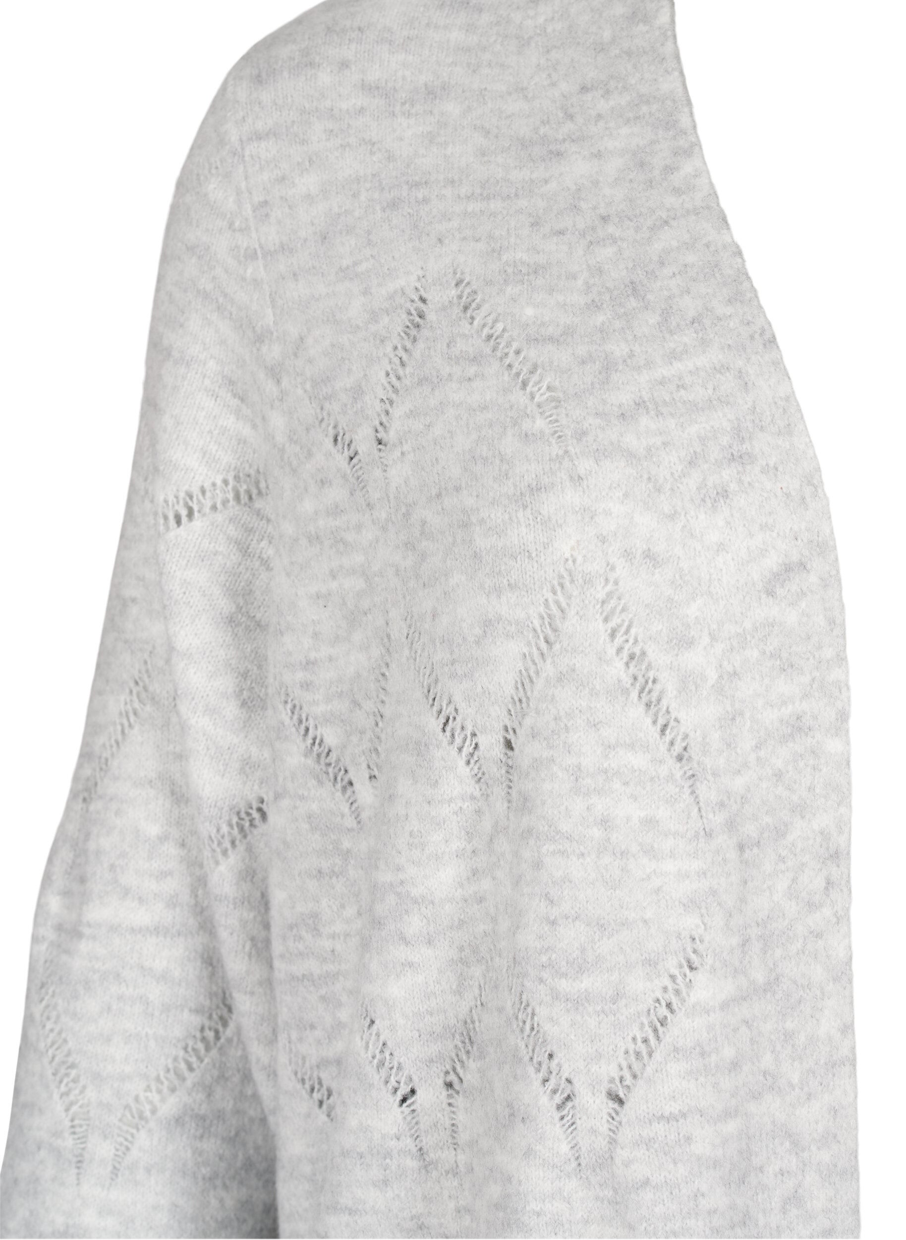 Zizzifashion Long sleeve knitted cardigan, Light Grey Melange, Packshot image number 2
