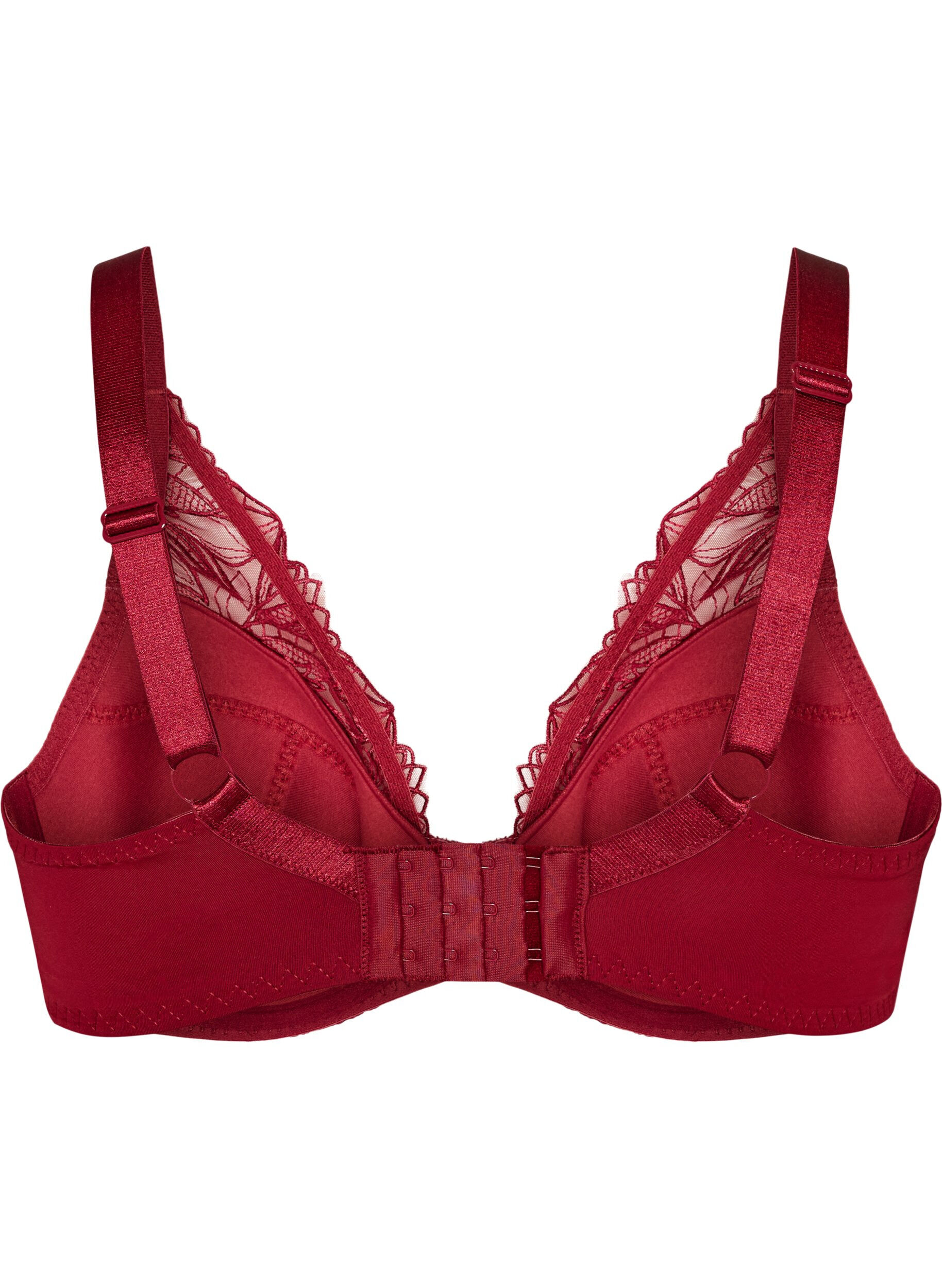ZizzifashionPadded lace bra with underwire, Red, Packshot image number 1
