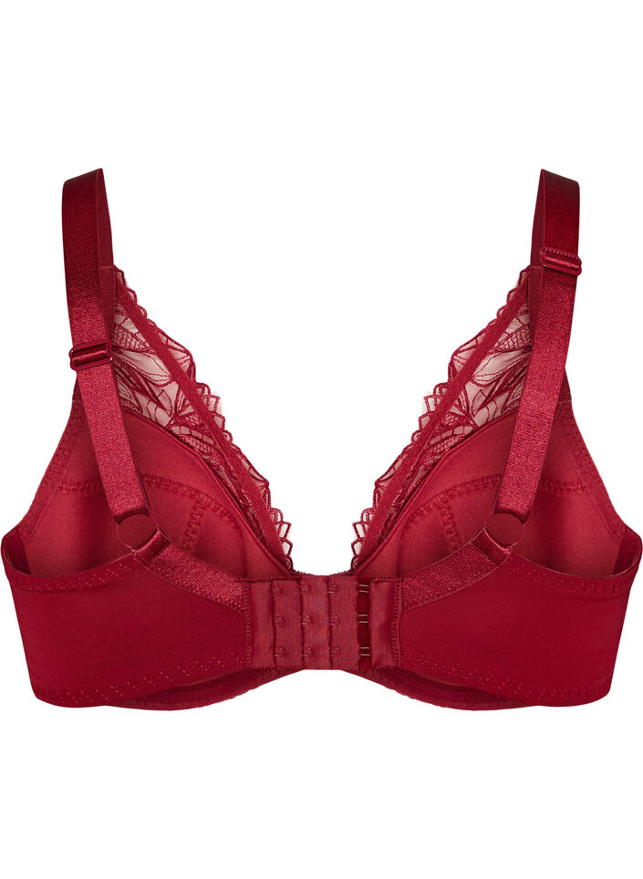 Padded lace bra with underwire, Red, Packshot image number 1