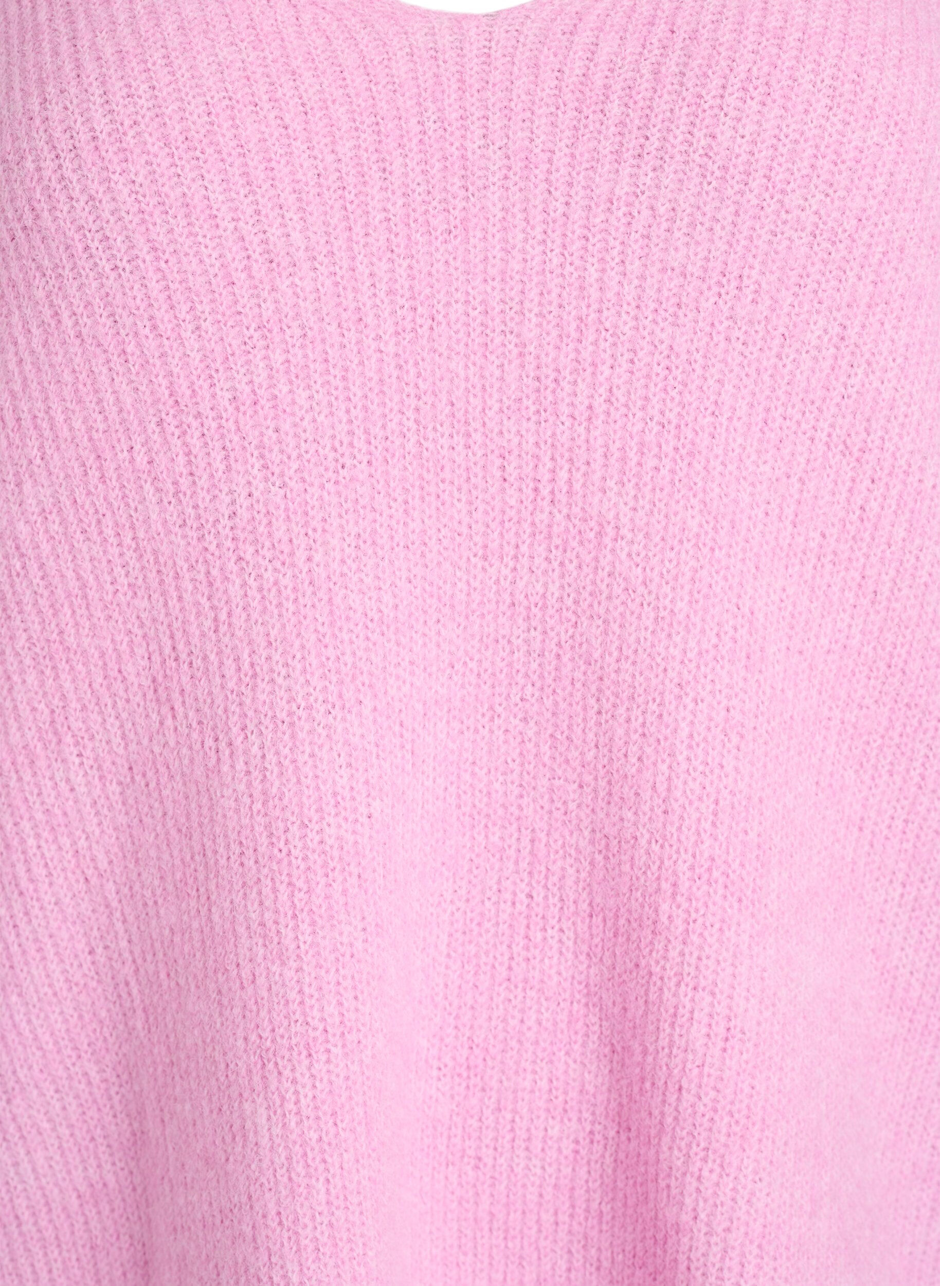 Zizzifashion Knitted blouse with V-neck and raglan sleeves, Pink, Packshot image number 2