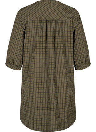 Checkered shirt tunic with 3/4 sleeves, Ivy Green Check, Packshot image number 1