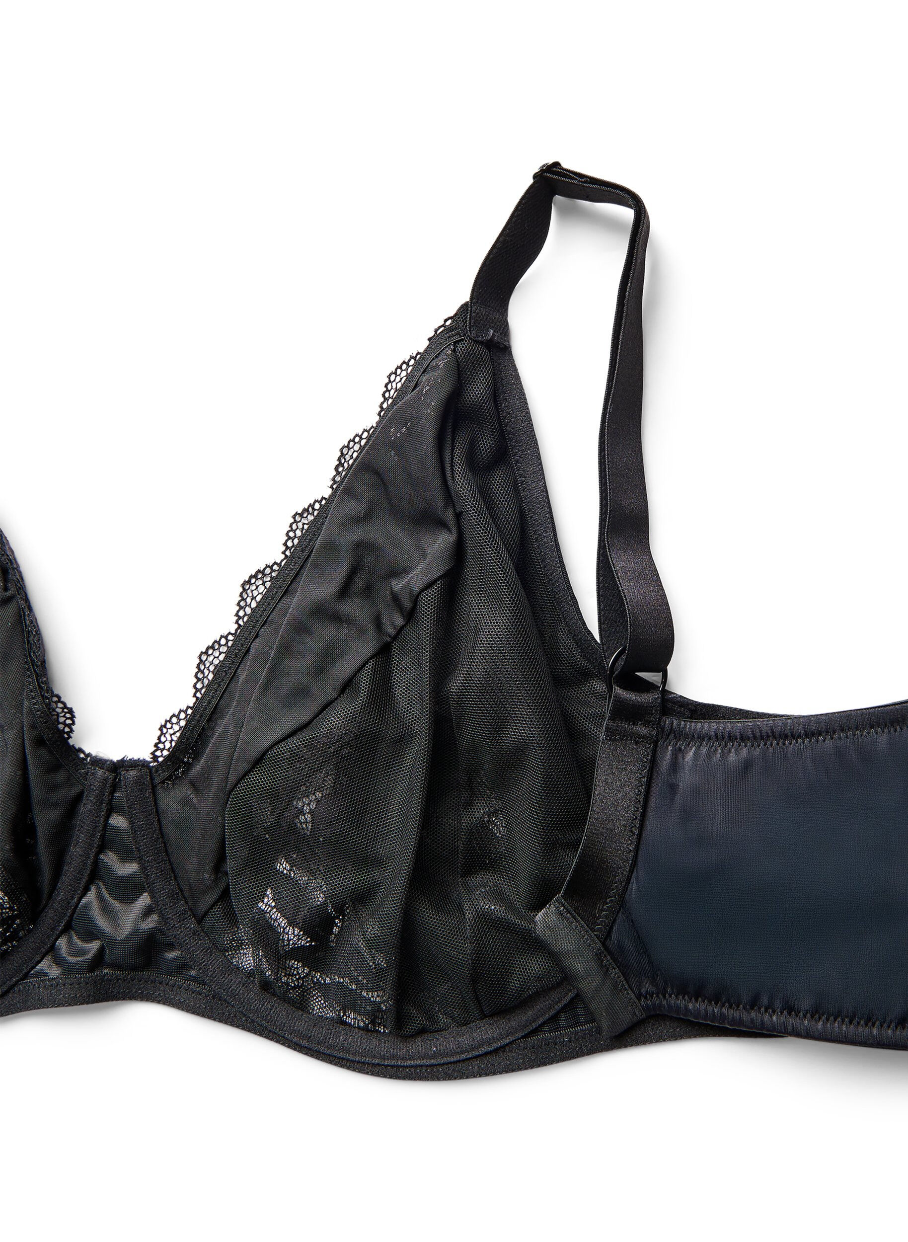 Zizzifashion Full cover bra with lace, Black, Packshot image number 3