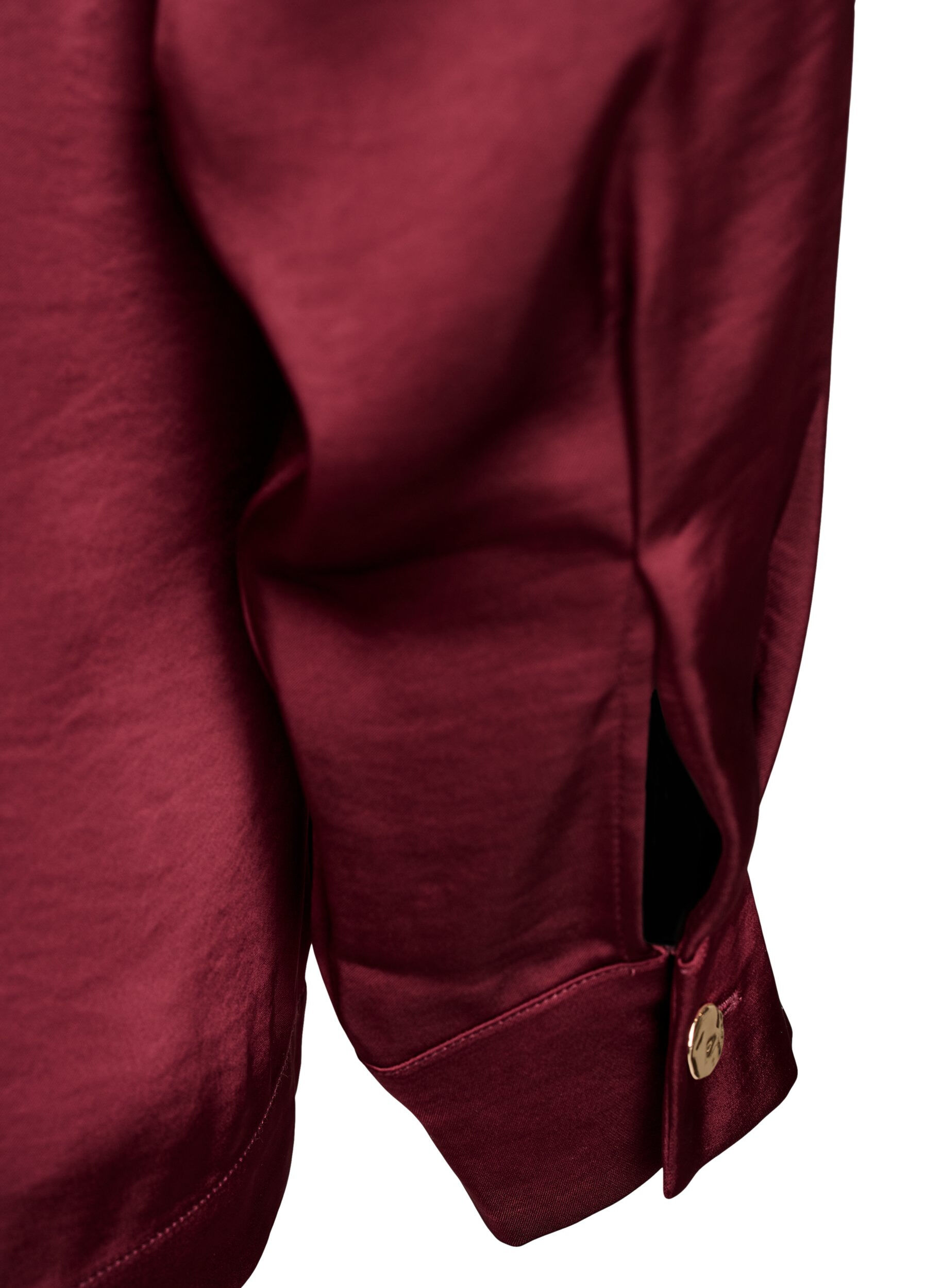 Zizzifashion Party blouse in satin-look with buttons and adjustable waist, Dark Bordeaux, Packshot image number 3