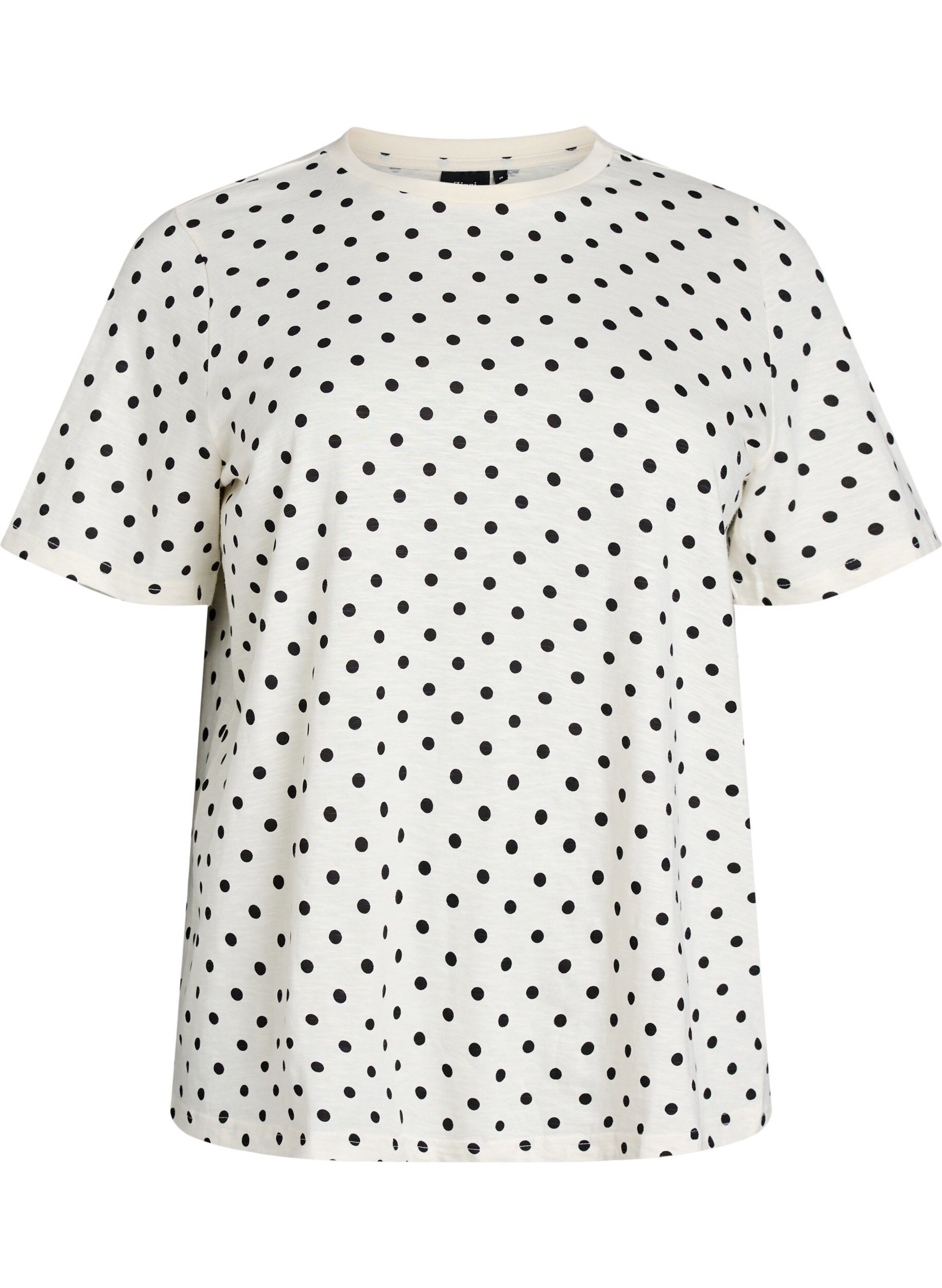 Zizzifashion Polka dot cotton T-shirt, Vanilla, Packshot image number 0