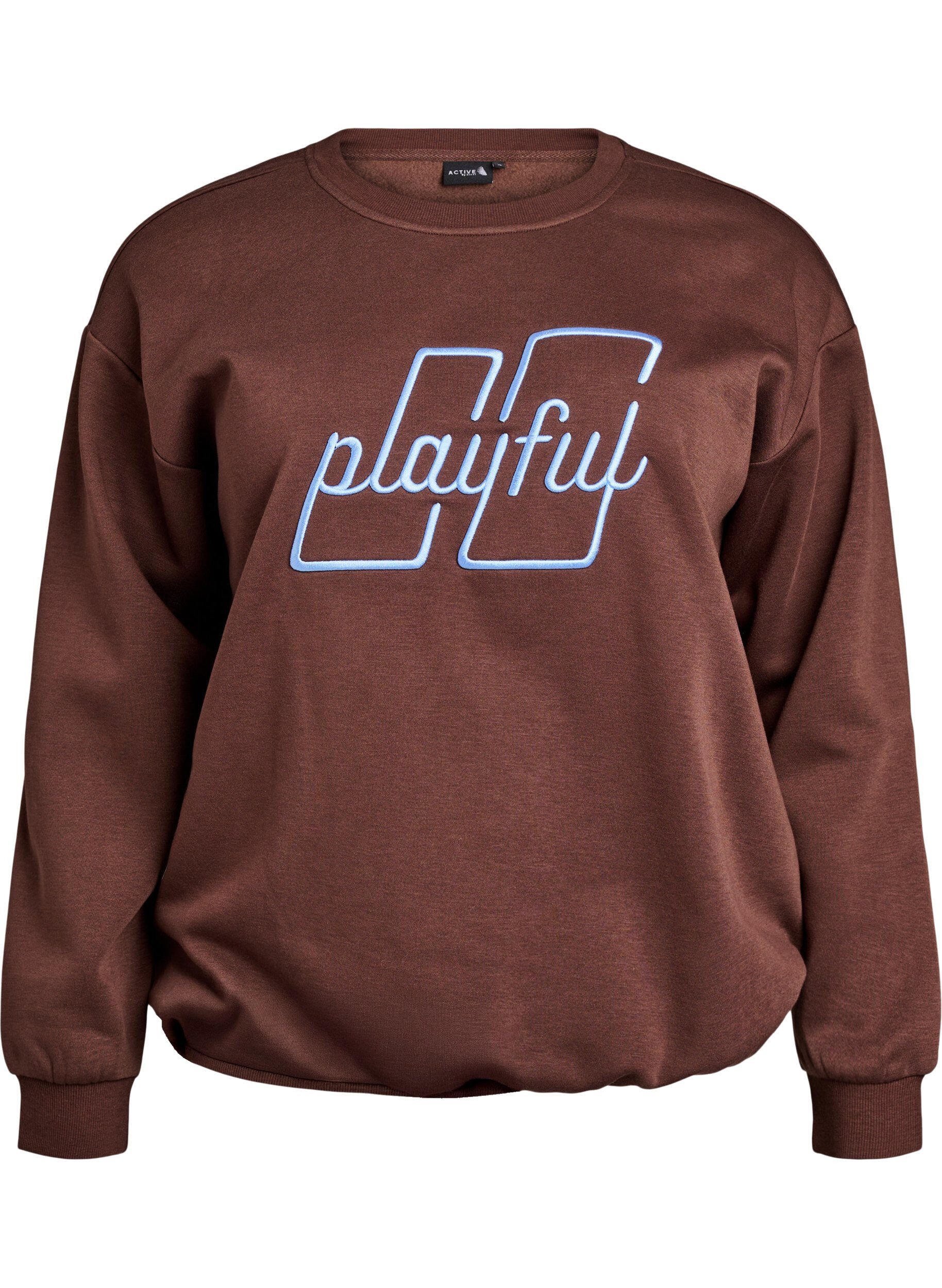 ZizzifashionSweatshirt with embroidered text, Brown, Packshot image number 0