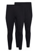 2-pack cotton leggings, Black, Packshot image number 0