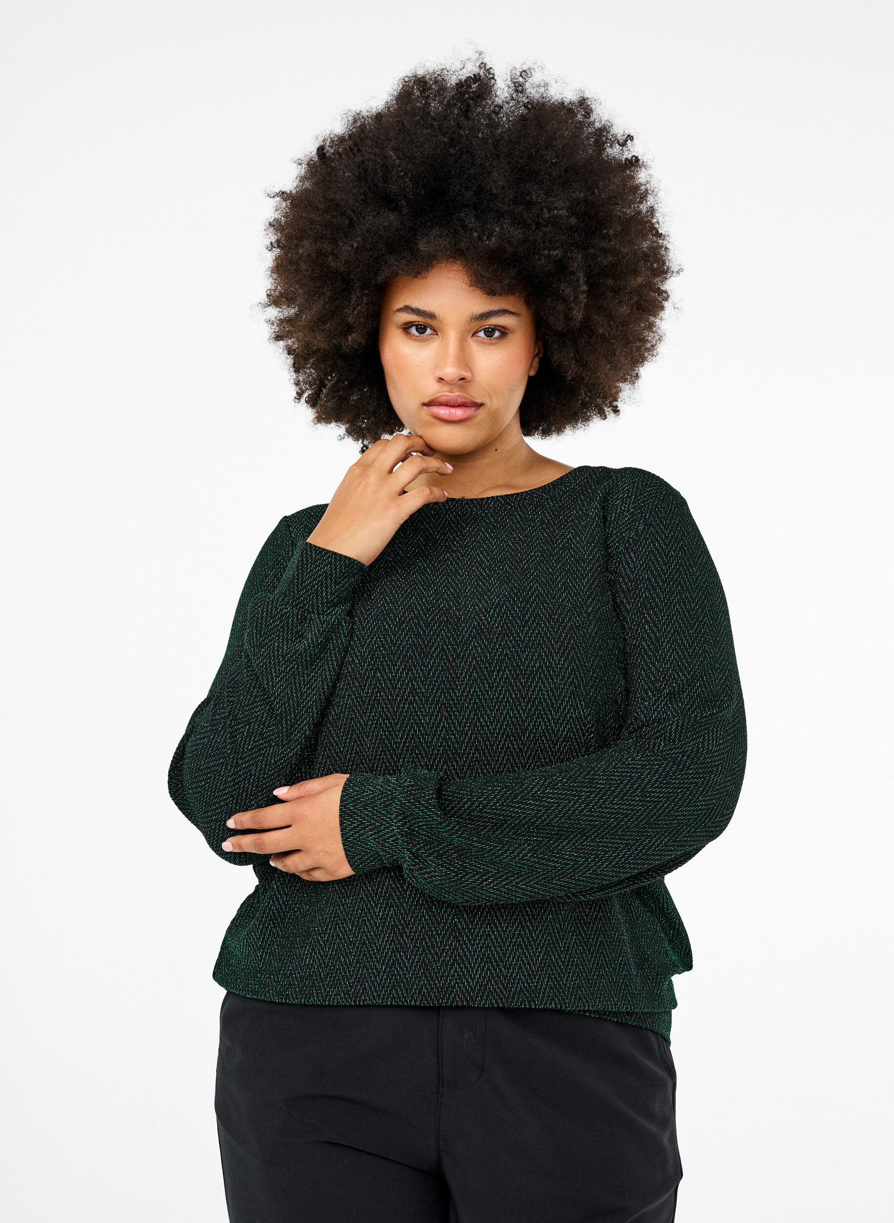 Zizzifashion Blouse with glitter pattern, Scarab ZigZagShimmer, Model image number 0