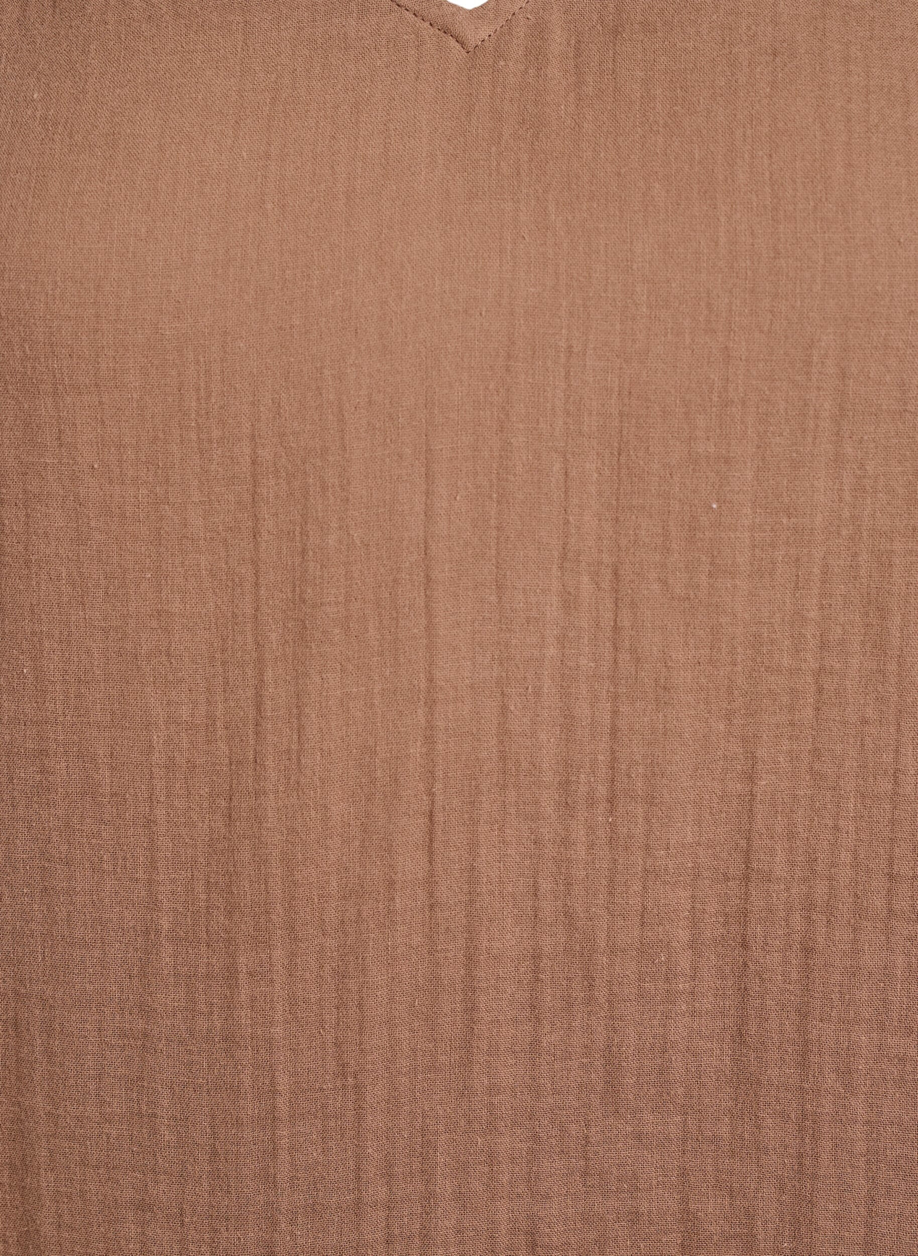 Zizzifashion Sleeveless top in cotton muslin with ruffles, Brown, Packshot image number 2