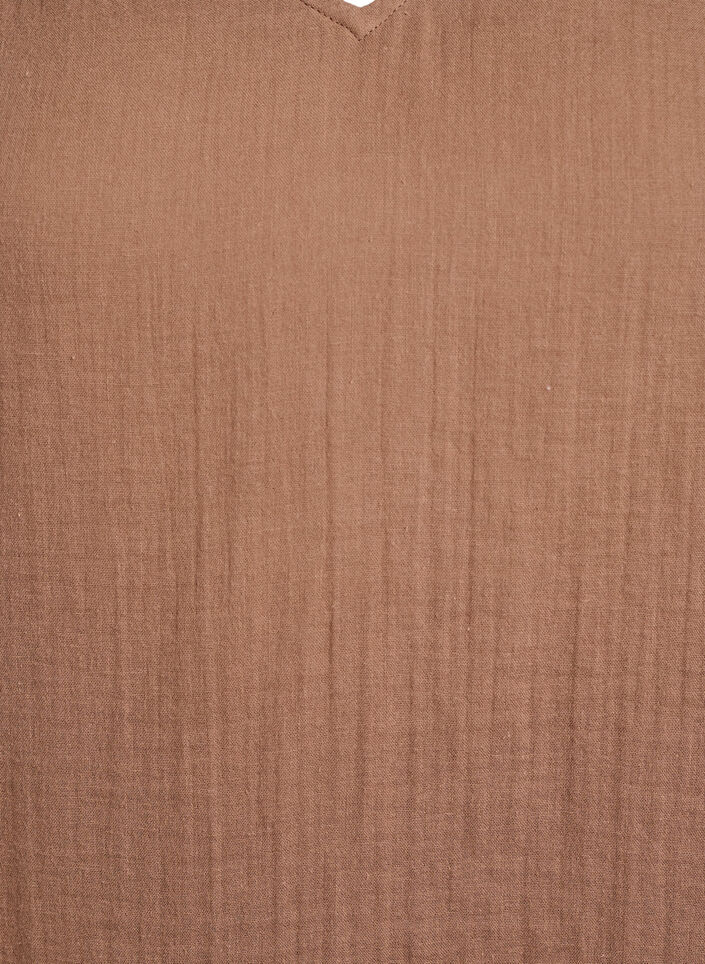 Sleeveless top in cotton muslin with ruffles, Brown, Packshot image number 2