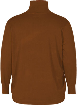 High neck knitted blouse made from a viscose mix, Caramel Cafe, Packshot image number 1