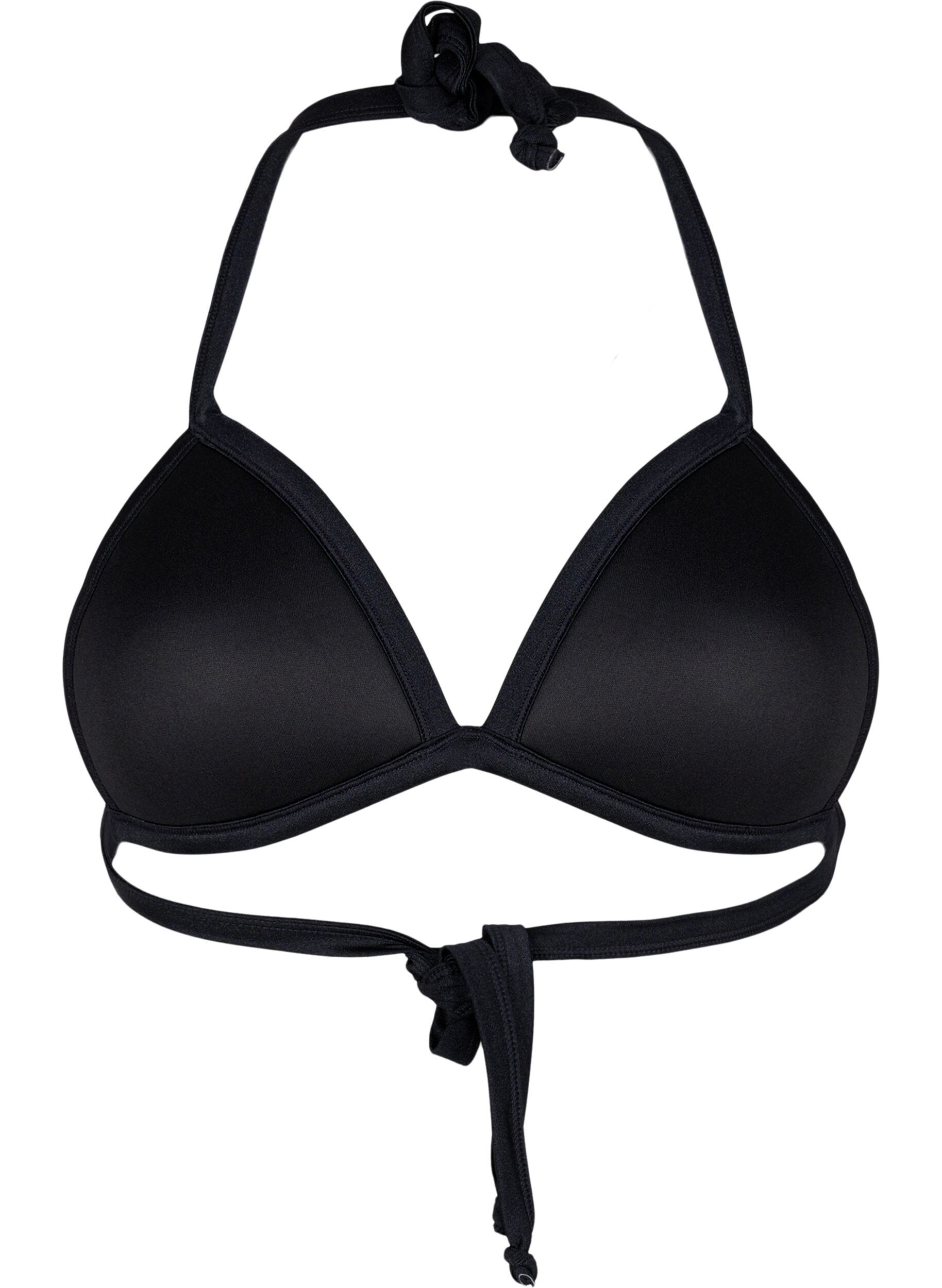 Zizzifashion Solid coloured triangle bikini top, Black, Packshot image number 1