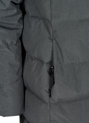 Long, hooded puffer winter jacket, Dark Grey Melange, Packshot image number 3