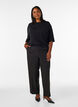 Jersey blouse with elbow-length balloon sleeves, Black, Model image number 1