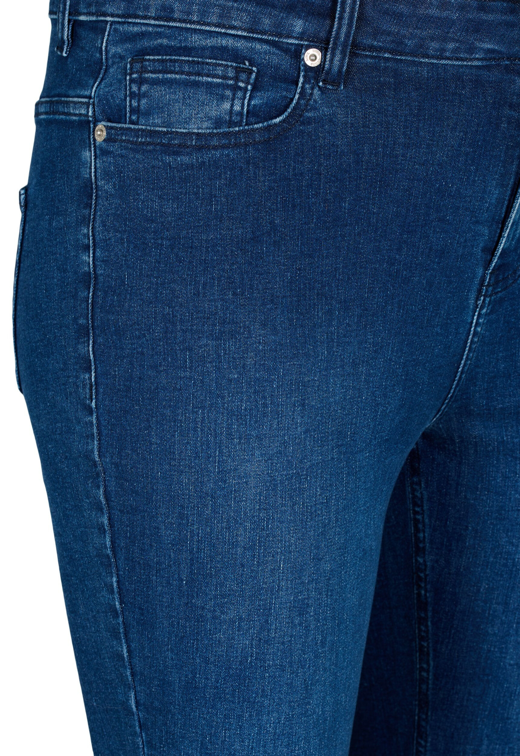 Zizzifashion Ellen bootcut jeans with raw edge, Blue denim, Packshot image number 2