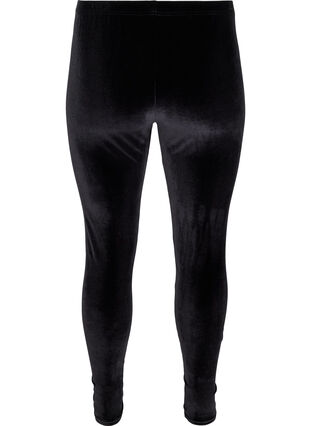 Velour leggings, Black, Packshot image number 1