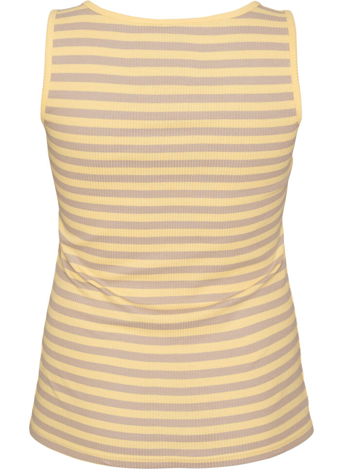 Striped tank top with a rib structure, Yellow, Packshot image number 1