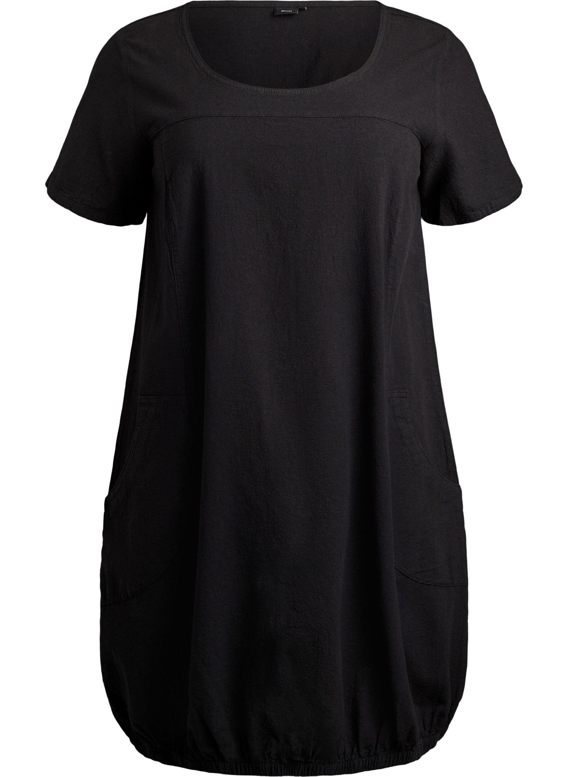 Zizzifashion Short-sleeved cotton dress, Black, Packshot image number 0