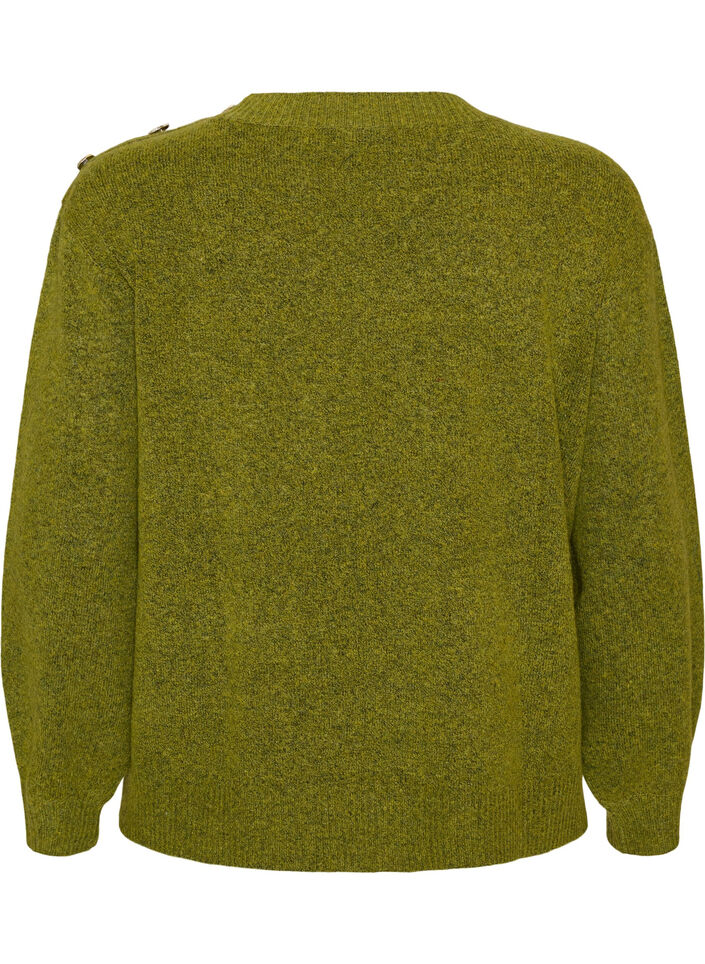 Knit blouse with button detail, Green, Packshot image number 1