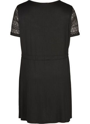 Short-sleeved dress, Black, Packshot image number 1