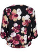 Viscose blouse with print and smock, Black, Packshot image number 1