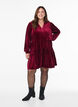Short velour dress with a ruffle collar and long sleeves, Red, Model image number 1