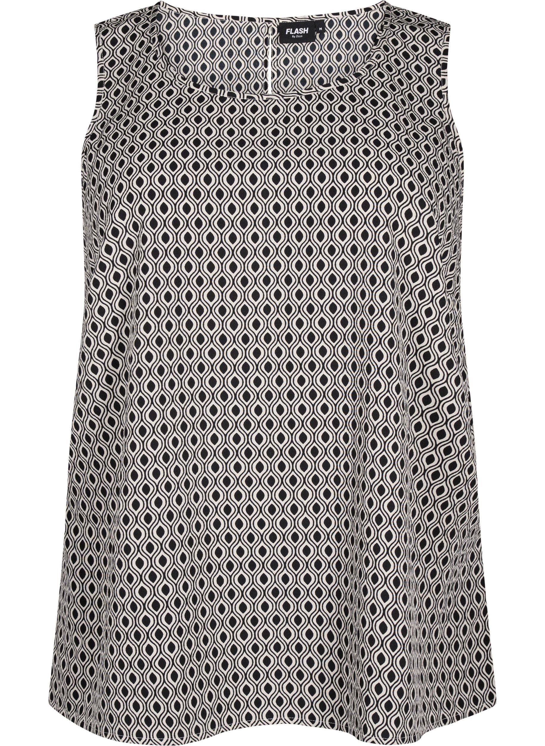 Zizzifashion FLASH - Sleeveless top with print, Black, Packshot image number 0