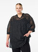 Chiffon tunic with velvet dot pattern, Black, Model image number 0