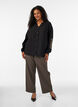 Viscose shirt with embroidered sleeves, Black, Model image number 1