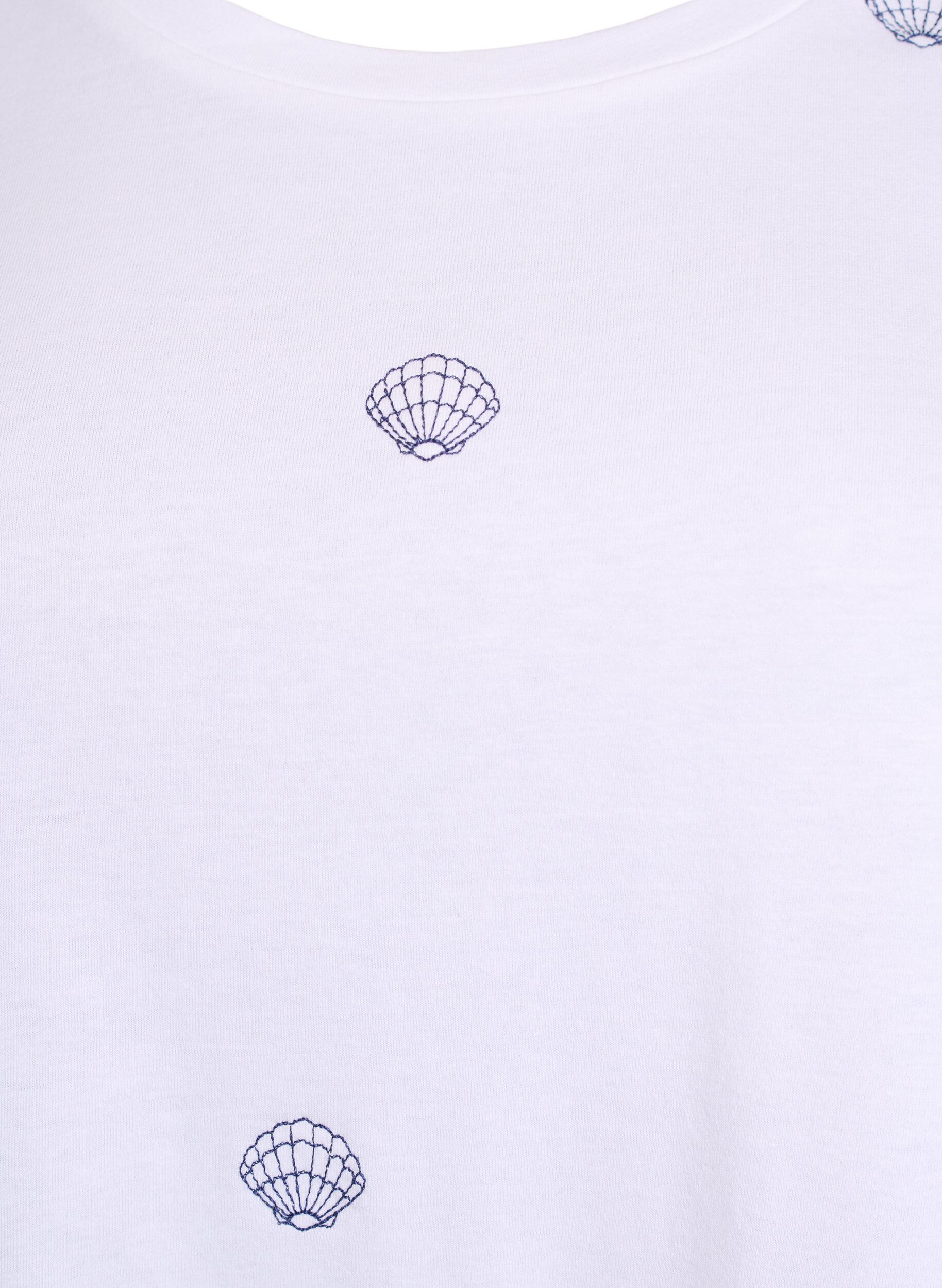 Zizzifashion T-shirt in organic cotton with embroidered motifs, White, Packshot image number 2