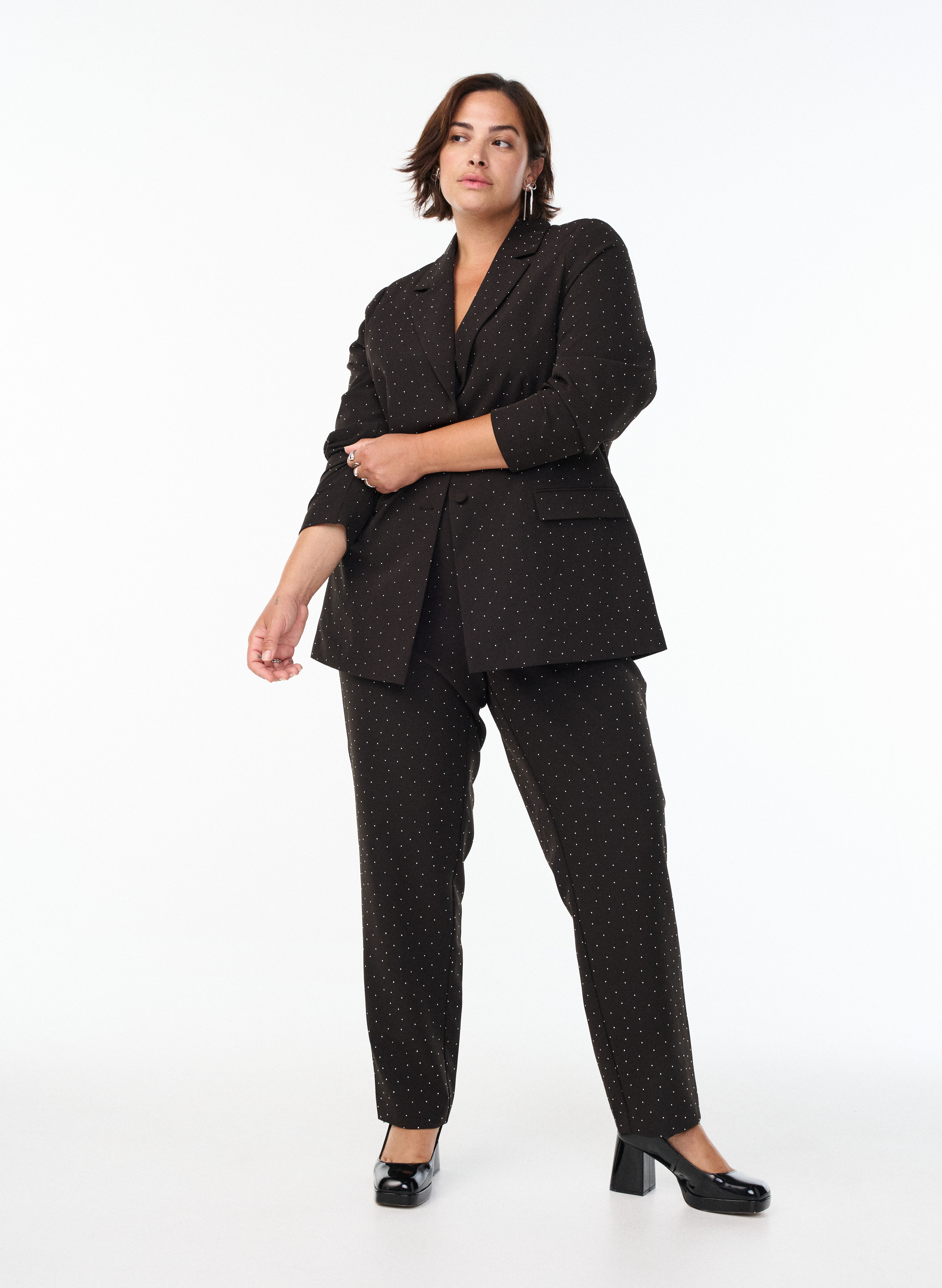 Zizzifashion Blazer set with rhinestones, , Model