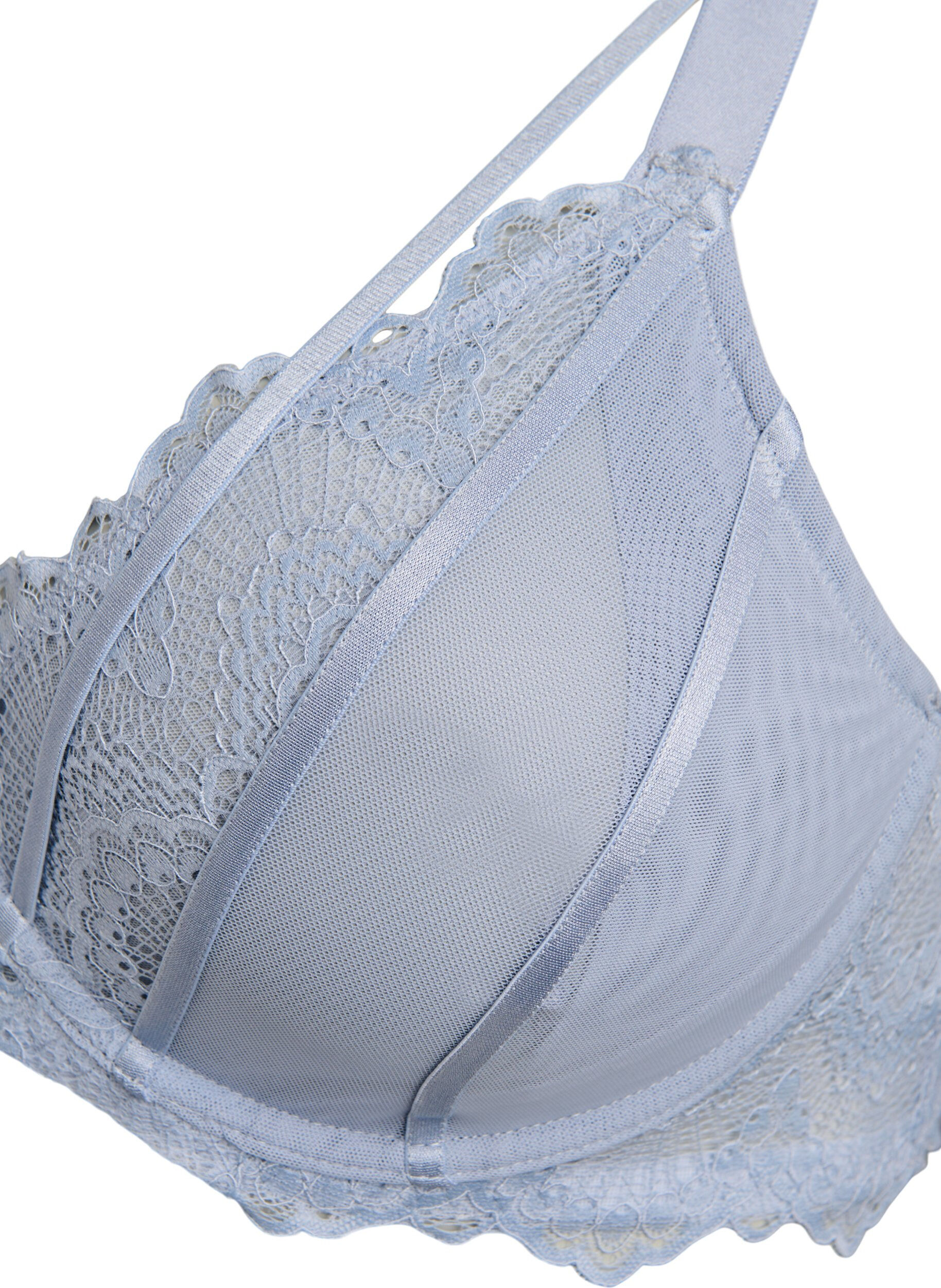 Zizzifashion Full-coverage bra with lace and string details, Light Blue, Packshot image number 2