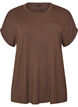 Viscose T-shirt with glitter stripes, Brown, Packshot image number 0