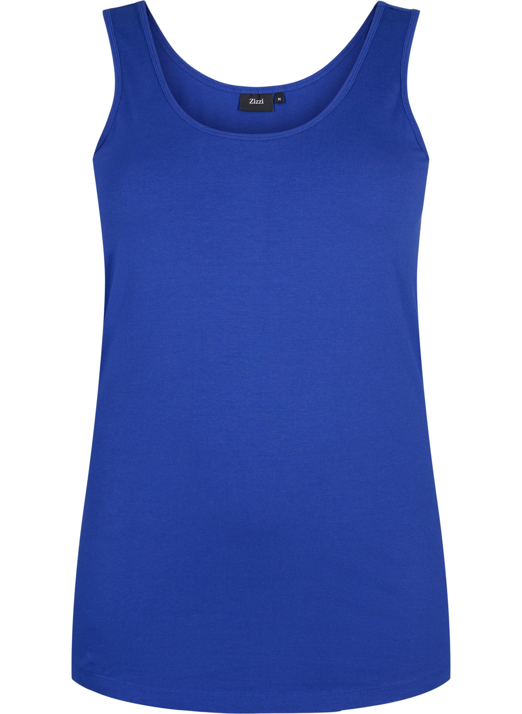 Zizzifashion Solid color basic top in cotton, Blue, Packshot image number 0