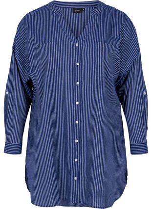 Striped shirt in 100% cotton, Ocean Cavern Stripe, Packshot image number 0